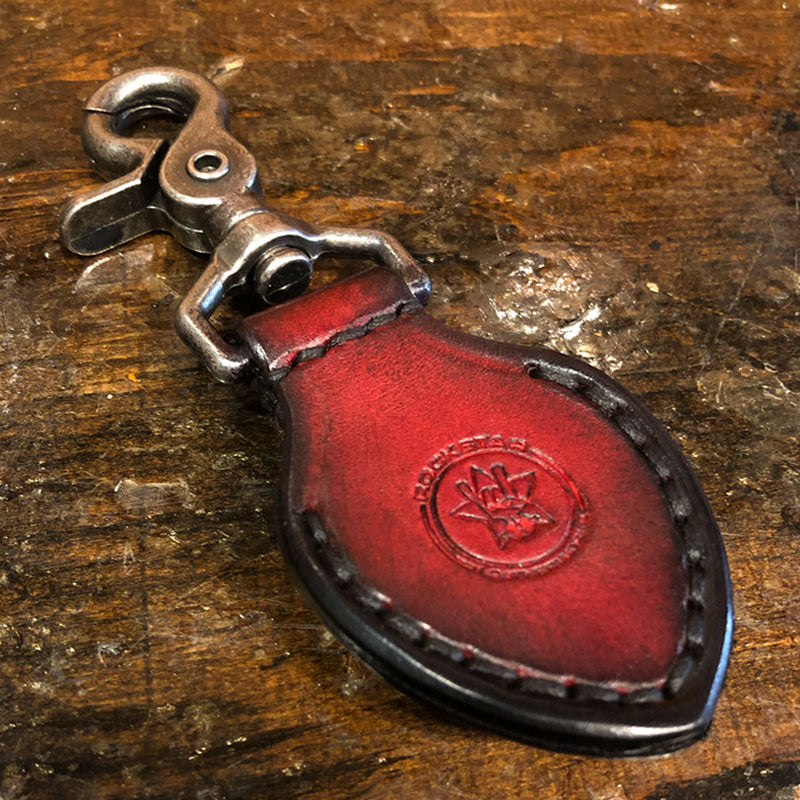 Red Leather Guitar Pick Case with Stitching & Celtic Snap-Guitar Pick Case-Rockstar Leatherworks™