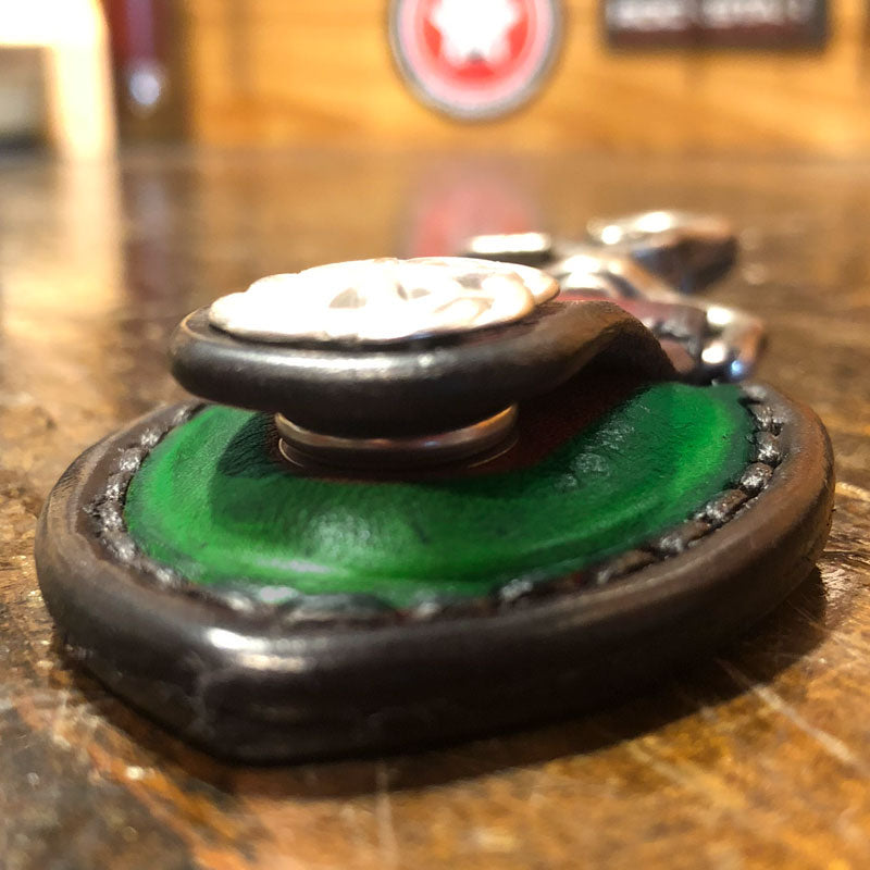 Green Leather Guitar Pick Case with Stitching & Celtic Snap-Guitar Pick Case-Rockstar Leatherworks™