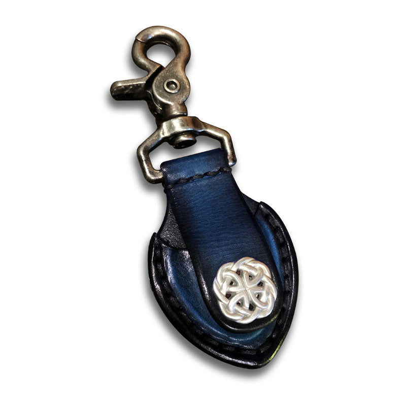 Blue Leather Guitar Pick Case with Stitching & Celtic Snap-Guitar Pick Case-Rockstar Leatherworks™