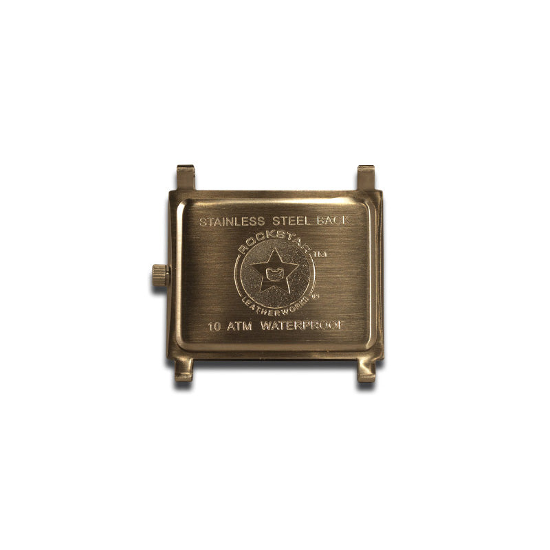 Black & Red Layered Leather Cuff Watch with Eyelets & Skull Snaps-Leather Cuff Watches-Rockstar Leatherworks™