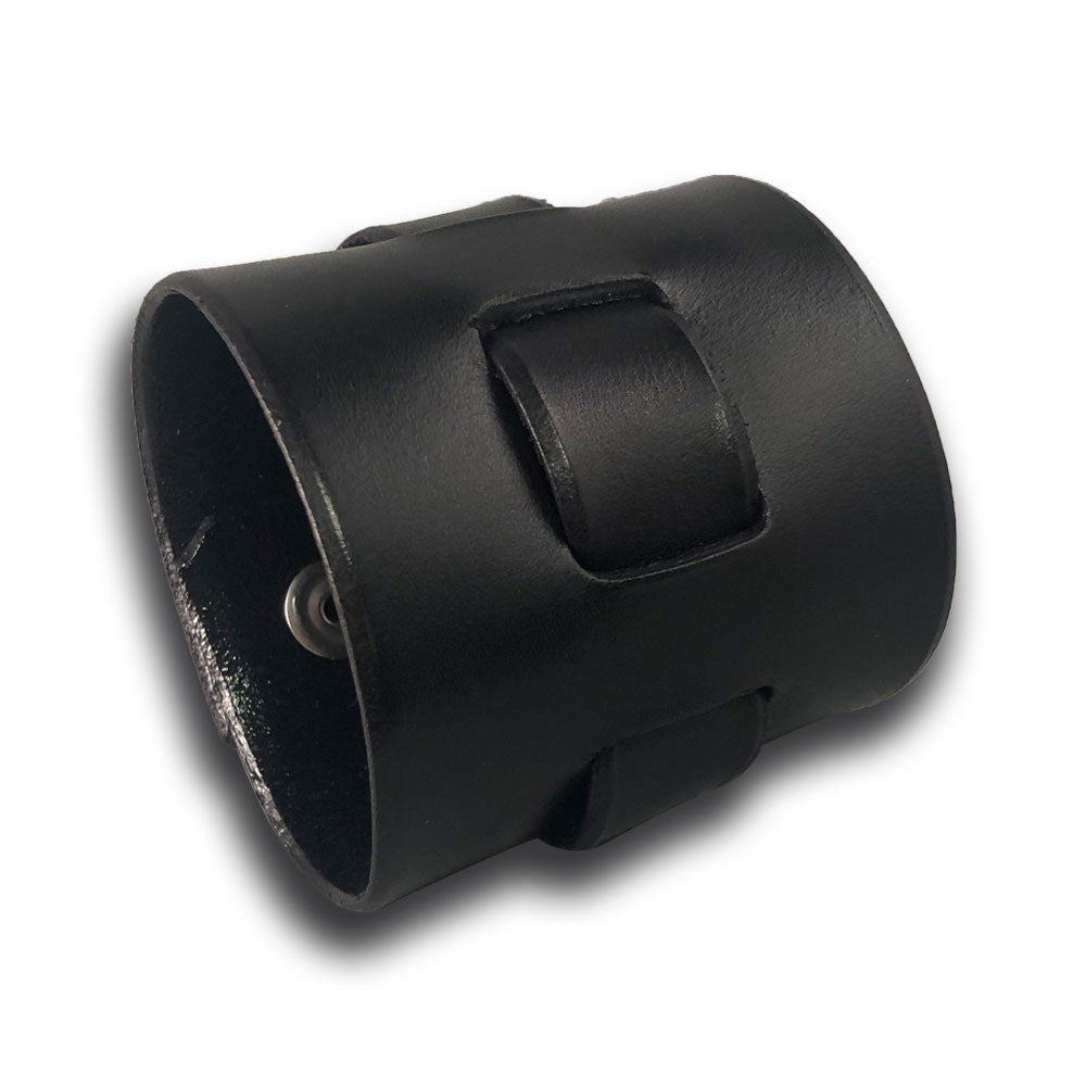 Black Leather Weaved Cuff Wristband with Snaps-Leather Cuffs & Wristbands-Rockstar Leatherworks™