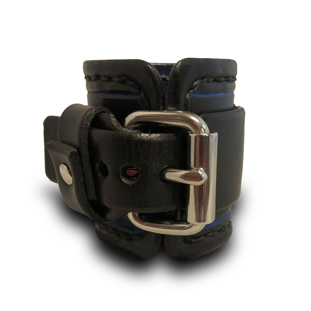 Black Wide Leather Cuff Watch-Leather Cuff Watches-Rockstar Leatherworks™