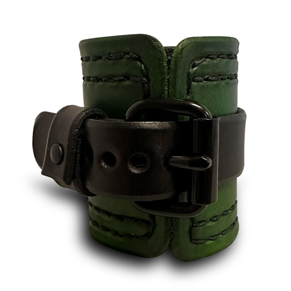 Green & Black Apple iWatch Leather Cuff Watch Band