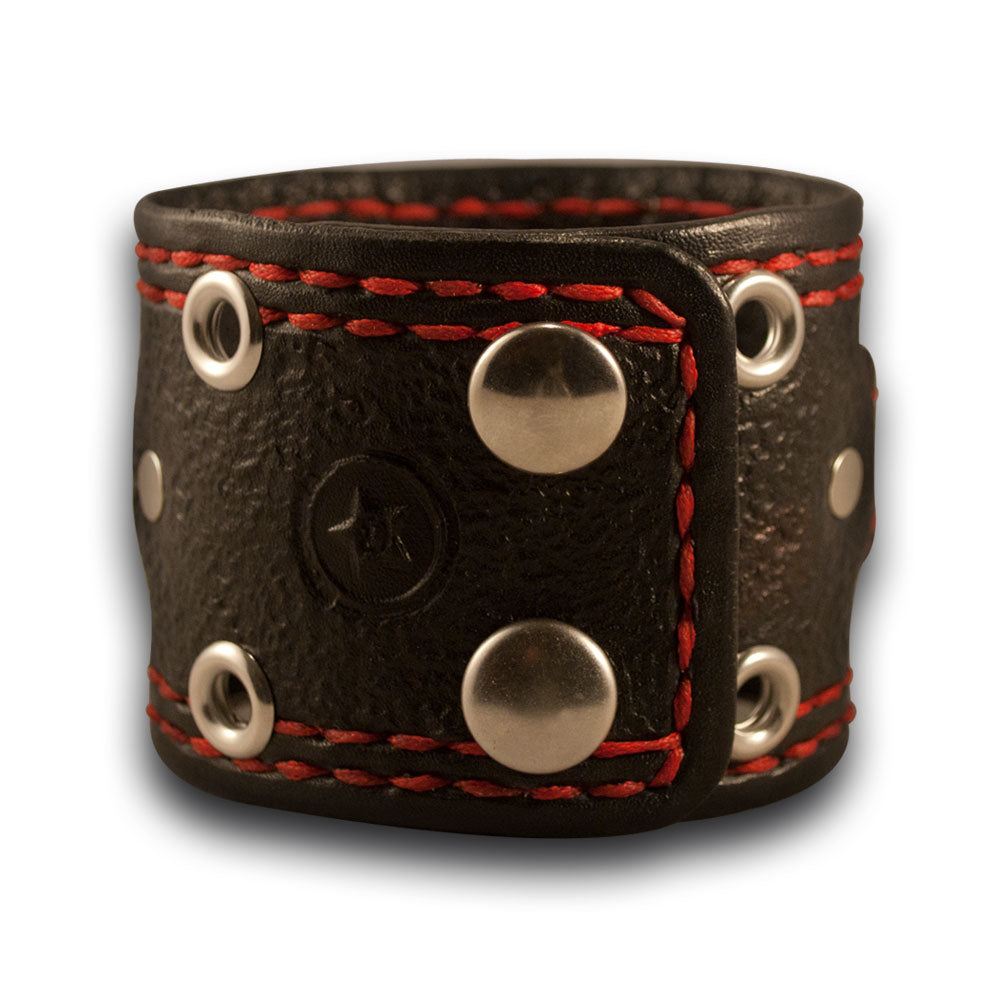 Black Apple iWatch Leather Cuff Watch Band with Snaps & Eyelets-Custom Handmade Leather Watch Bands-Rockstar Leatherworks™
