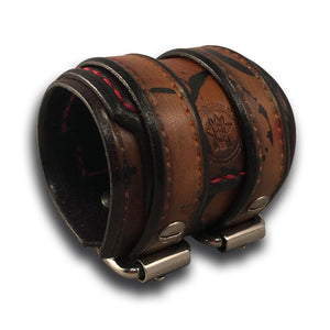 Layered Leather Double Strap Cuff with Double Buckle-Leather Cuffs & Wristbands-Rockstar Leatherworks™