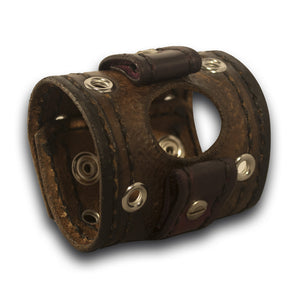 Dark Brown Apple iWatch Leather Cuff Watch Band with Skull Snaps-Custom Handmade Leather Watch Bands-Rockstar Leatherworks™