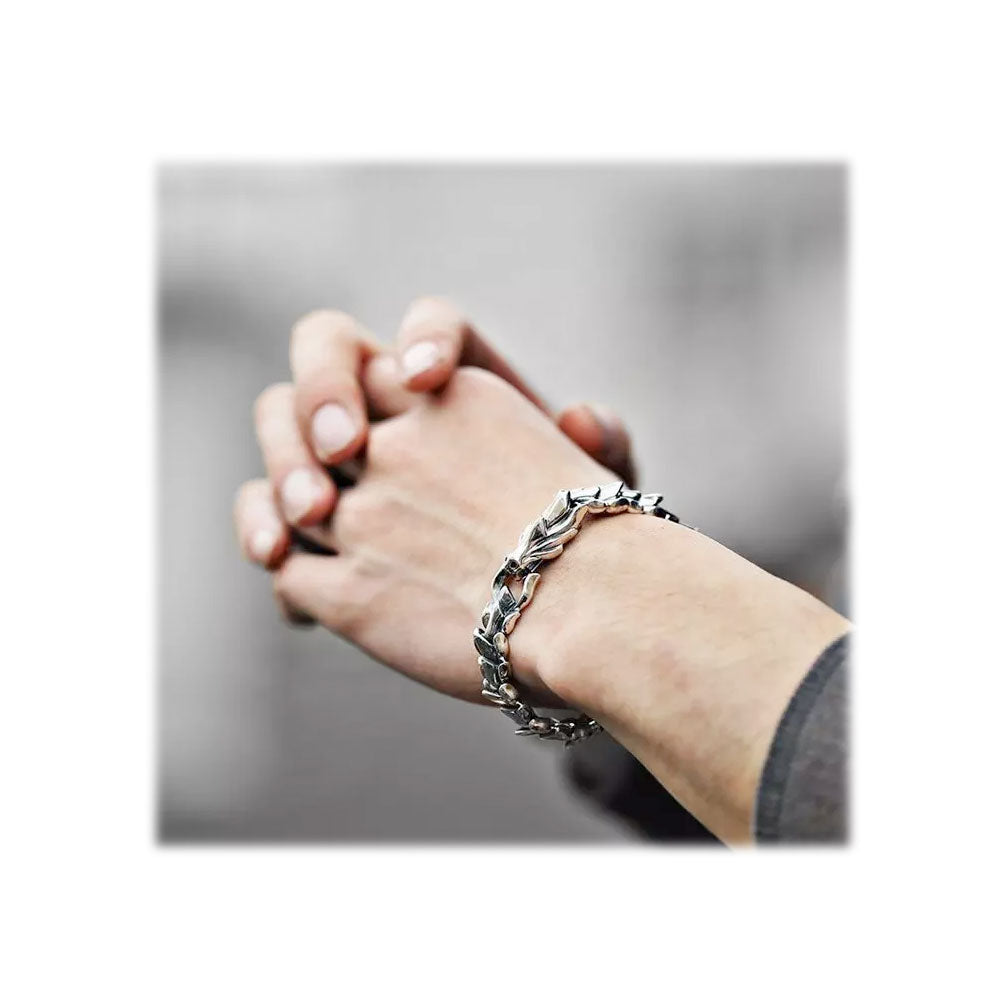 Silver Dragon Head Link Bracelet-Bracelet-Rockstar Leatherworks™