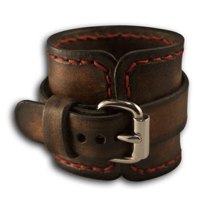 Bison Stressed Rockstar Leather Cuff Watch Band with Stitching-Custom Handmade Leather Watch Bands-Rockstar Leatherworks™