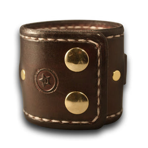 Dark Mahogany Leather Cuff Watch Band with Stitching & Snaps-Custom Handmade Leather Watch Bands-Rockstar Leatherworks™