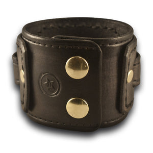 Slate Stressed Layered Leather Cuff Watch Band with Brass Snaps-Custom Handmade Leather Watch Bands-Rockstar Leatherworks™