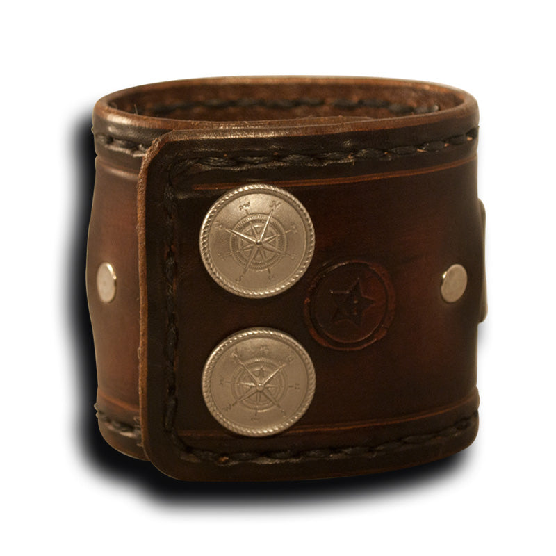 Brown Stressed Leather Cuff Watch with Stainless 42MM Sapphire-Leather Cuff Watches-Rockstar Leatherworks™
