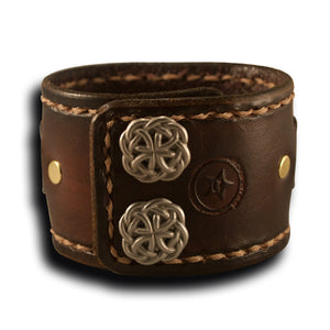 Medium Brown Stressed Leather Cuff Watch Stainless 42MM Sapphire-Leather Cuff Watches-Rockstar Leatherworks™
