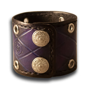 Purple Stressed Quilted Cuff Wristband with Diablo Snaps-Leather Cuffs & Wristbands-Rockstar Leatherworks™