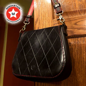 Black Quilted Rose Leather Handbag-Rockstar Leatherworks™