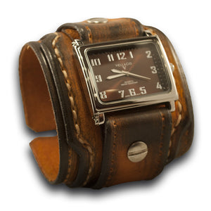 Range Tan Stressed Rockstar Layered Leather Cuff Watch-Leather Cuff Watches-Rockstar Leatherworks™