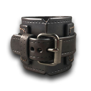 Silver Rockstar Layered Leather Cuff Watch Band-Custom Handmade Leather Watch Bands-Rockstar Leatherworks™