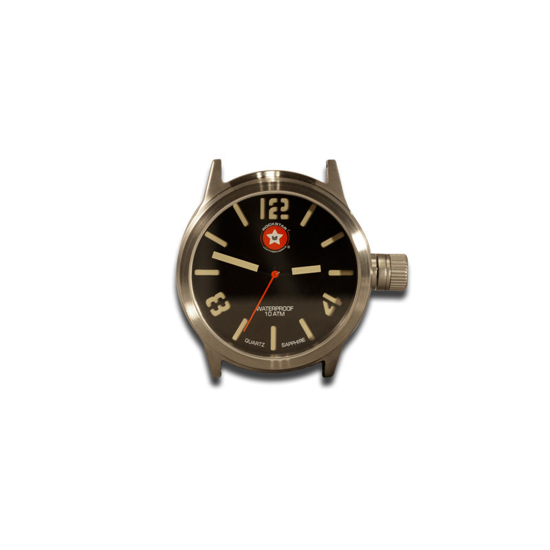 Black Leather Cuff Watch with Stainless Steel Eyelets & Buckle-Leather Cuff Watches-Rockstar Leatherworks™