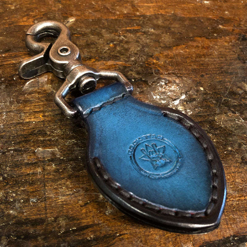 Blue Leather Guitar Pick Case with Stitching & Celtic Snap-Guitar Pick Case-Rockstar Leatherworks™