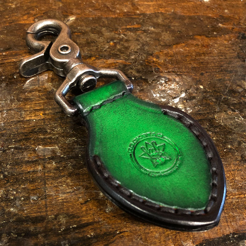 Green Leather Guitar Pick Case with Stitching & Celtic Snap-Guitar Pick Case-Rockstar Leatherworks™