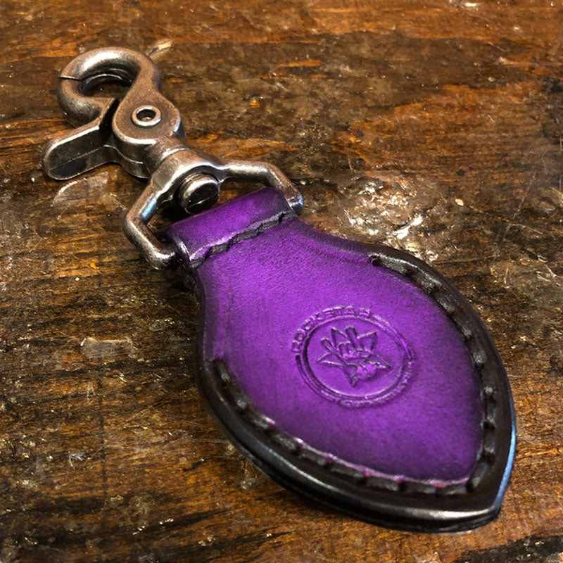 Purple Leather Guitar Pick Case with Stitching & Celtic Snap-Guitar Pick Case-Rockstar Leatherworks™