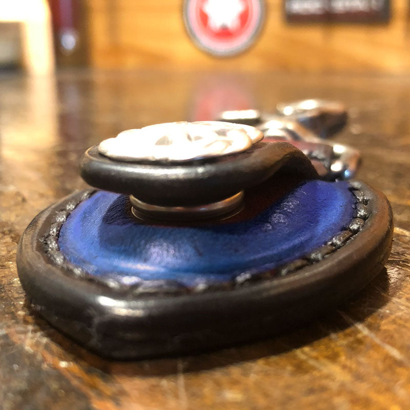 Blue Leather Guitar Pick Case with Stitching & Celtic Snap-Guitar Pick Case-Rockstar Leatherworks™