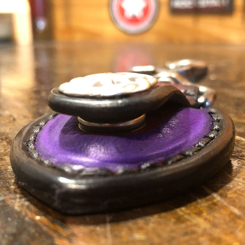 Purple Leather Guitar Pick Case with Stitching & Celtic Snap-Guitar Pick Case-Rockstar Leatherworks™