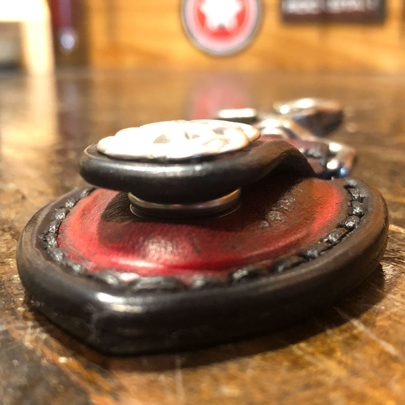 Red Leather Guitar Pick Case with Stitching & Celtic Snap-Guitar Pick Case-Rockstar Leatherworks™