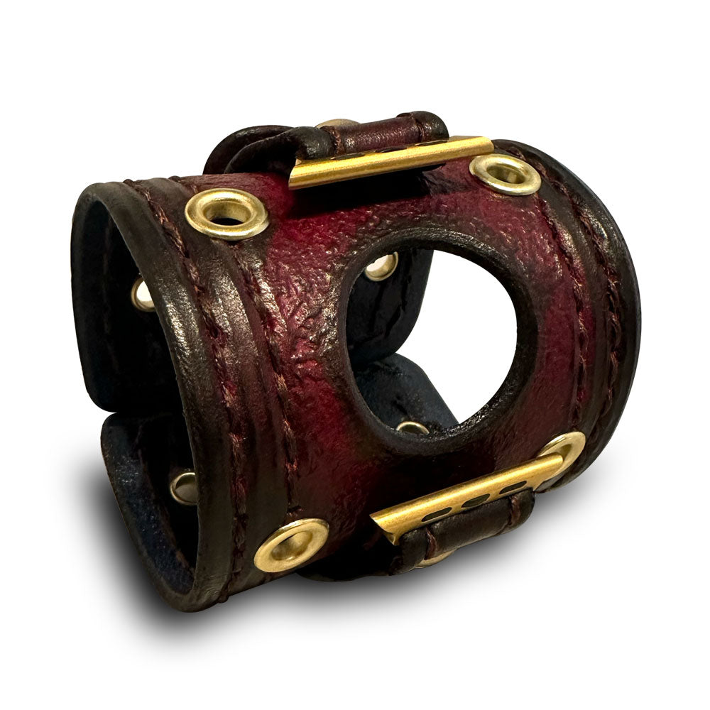 Oxblood Apple iWatch Leather Cuff Band with Eyelets