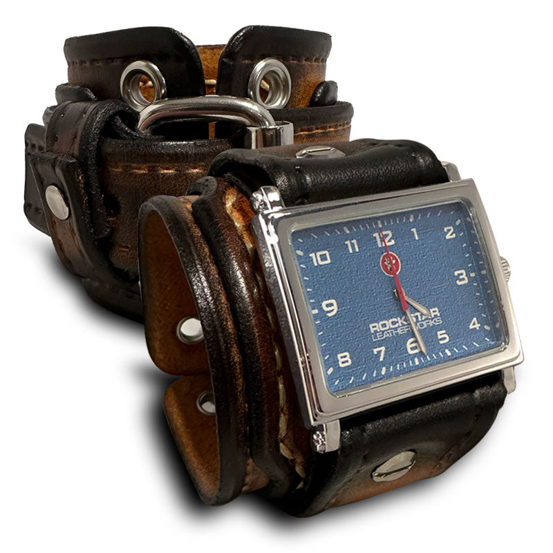 Range Tan Stressed Rockstar Layered Leather Cuff Watch-Leather Cuff Watches-Rockstar Leatherworks™