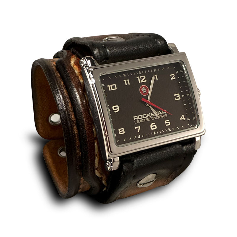 Range Tan Stressed Rockstar Layered Leather Cuff Watch-Leather Cuff Watches-Rockstar Leatherworks™