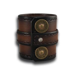 Timber Brown Stressed Double Strap Leather Wristband with Snap-Leather Cuffs & Wristbands-Rockstar Leatherworks™