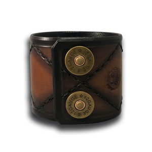 Timber Brown Stressed Leather Cuff with Brown Stitching & Snap-Leather Cuffs & Wristbands-Rockstar Leatherworks™