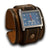 Brown Stressed Leather Cuff Watch with Blue Watch Face-Leather Cuff Watches-Rockstar Leatherworks™
