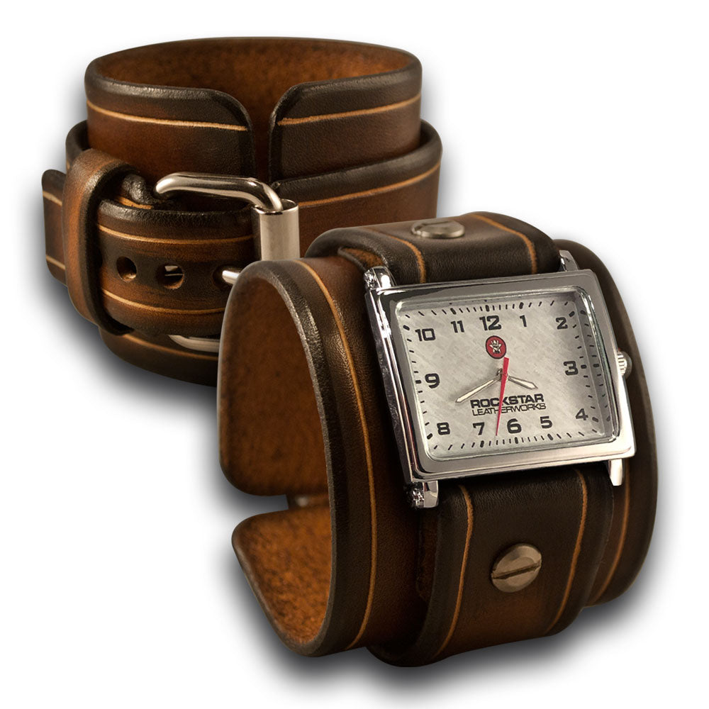 Rockstar Wide Leather Cuff Watches - Rockstar Leatherworks Rockstar Wide Leather Cuff Watches - Rockstar Leatherworks