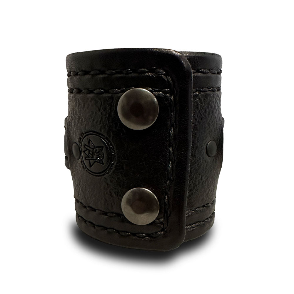 Black Apple Watch Leather Cuff Watch Band with Black Snaps-Custom Handmade Leather Watch Bands-Rockstar Leatherworks™