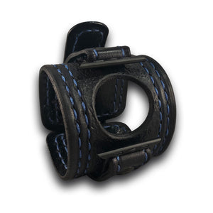 Black & Blue Apple Watch Leather Cuff Watch Band-Custom Handmade Leather Watch Bands-Rockstar Leatherworks™
