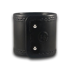 Wide Black Leather Cuff Wristband with Black Stitching-Leather Cuffs & Wristbands-Rockstar Leatherworks™