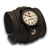 Black Layered Leather Cuff Watch with Stitching and Buckle-Leather Cuff Watches-Rockstar Leatherworks™