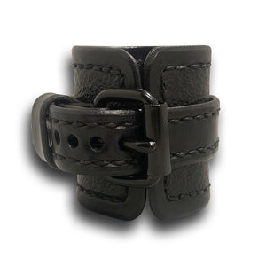 Black Apple Watch Leather Cuff Watch Band with Black Buckle-Custom Handmade Leather Watch Bands-Rockstar Leatherworks™