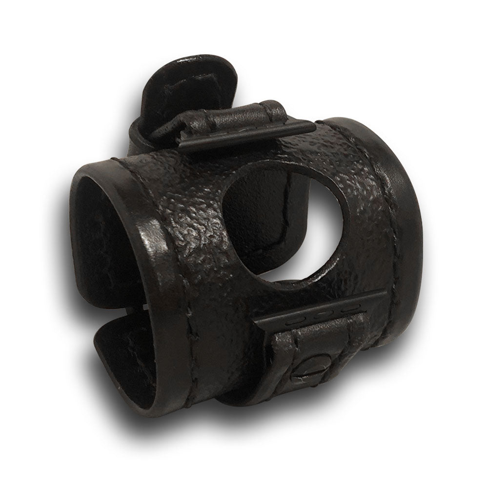 Black Apple Watch Leather Cuff Watch Band with Black Buckle-Custom Handmade Leather Watch Bands-Rockstar Leatherworks™