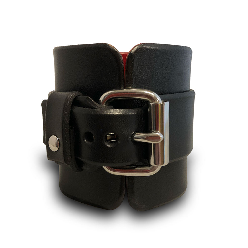 Black Rockstar Leather Cuff Watch - Stainless, Sapphire, 10ATM-Leather Cuff Watches-Rockstar Leatherworks™