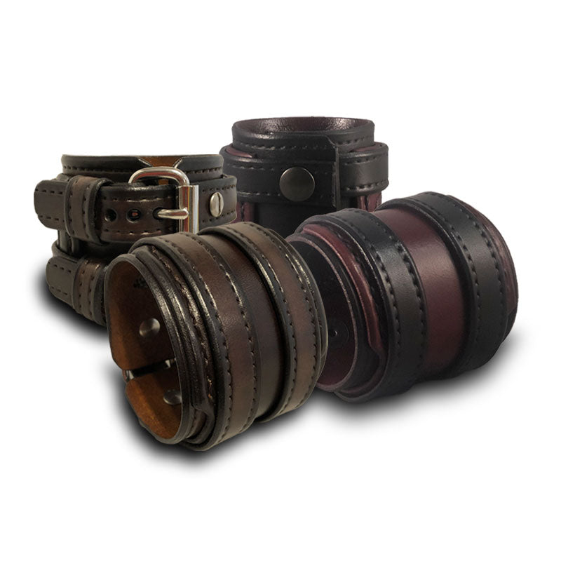 Design & Create a Rockstar Layered Double Strap Leather Wristband-Leather Cuffs & Wristbands-Rockstar Leatherworks™