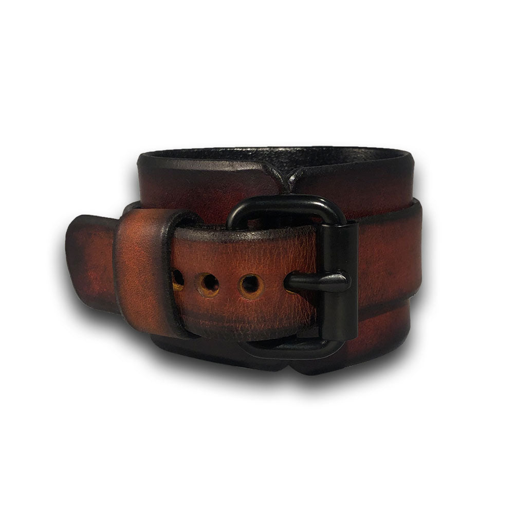 Canyon Tan Stressed Leather Cuff Watch with Black Buckle-Leather Cuff Watches-Rockstar Leatherworks™