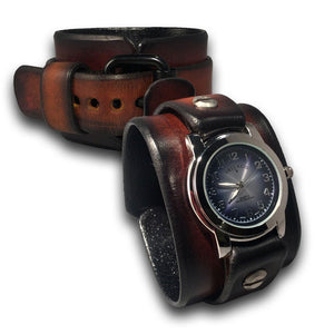 Canyon Tan Stressed Leather Cuff Watch with Black Buckle-Leather Cuff Watches-Rockstar Leatherworks™