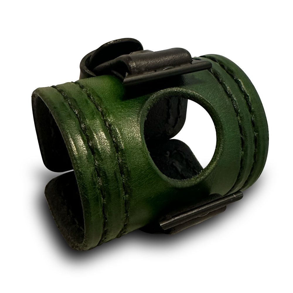 Green & Black Apple iWatch Leather Cuff Watch Band