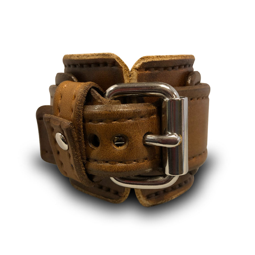 Wide Layered Java Brown Leather Cuff Watch-Leather Cuff Watches-Rockstar Leatherworks™