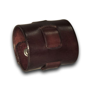 Mahogany Leather Cuff Wristband with Weaved Strap & Celtic Snaps-Leather Cuffs & Wristbands-Rockstar Leatherworks™