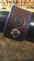 Mahogany Leather Cuff Wristband with Blue Stitching and Snap