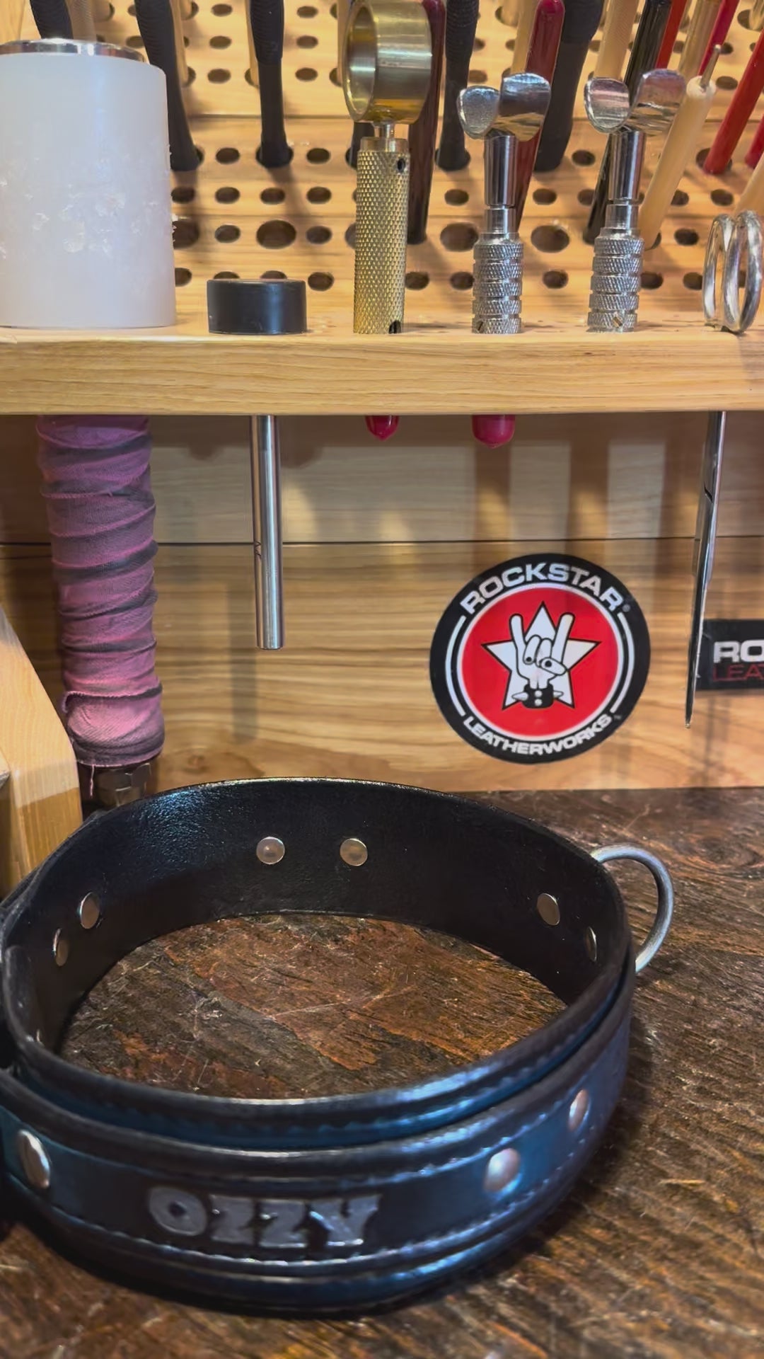 Custom Wide Blue & Black Leather Double Strap Dog Collar