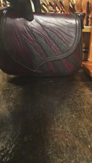 Oxblood & Black Tiger Claw Leather Handbag